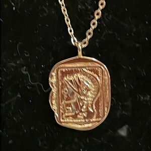 18” gold tone necklace with 0.75” reversible Roman Warrior pendant